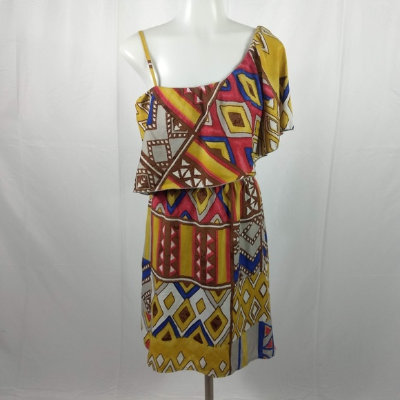 Indulge Size XL 1 Shoulder Multi-Colored Dress EUC - Picture 7 of 7